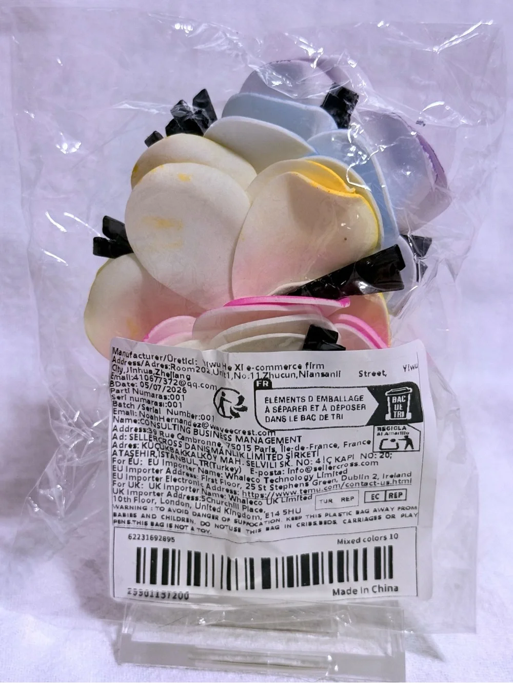 NWT-Plumeria 10-Piece Mixed Color Hair Clips Set